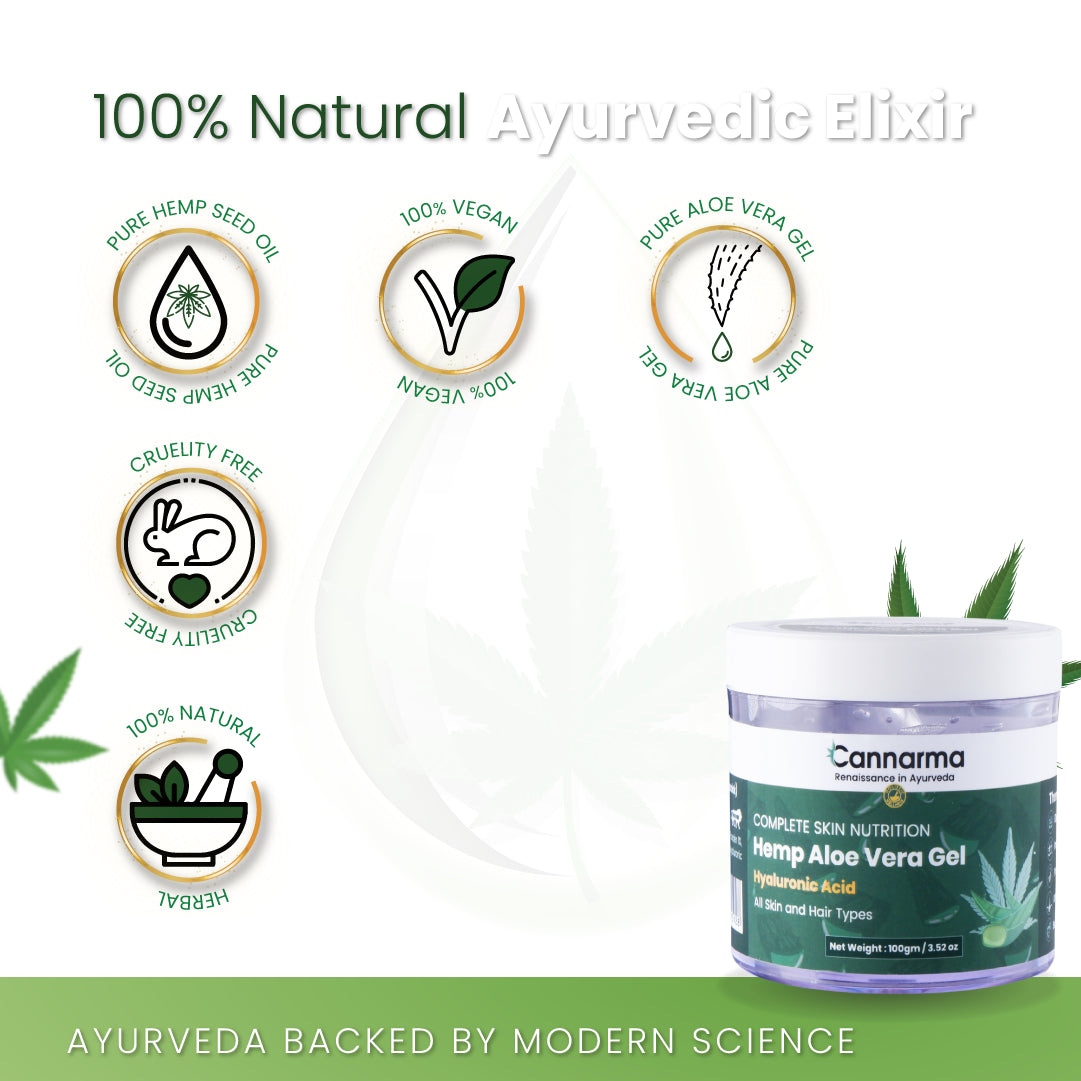 Cannarma 100% Natural Ayurvedic Elixir Hemp Aloe Vera Gel for complete skin nutrition and hydration