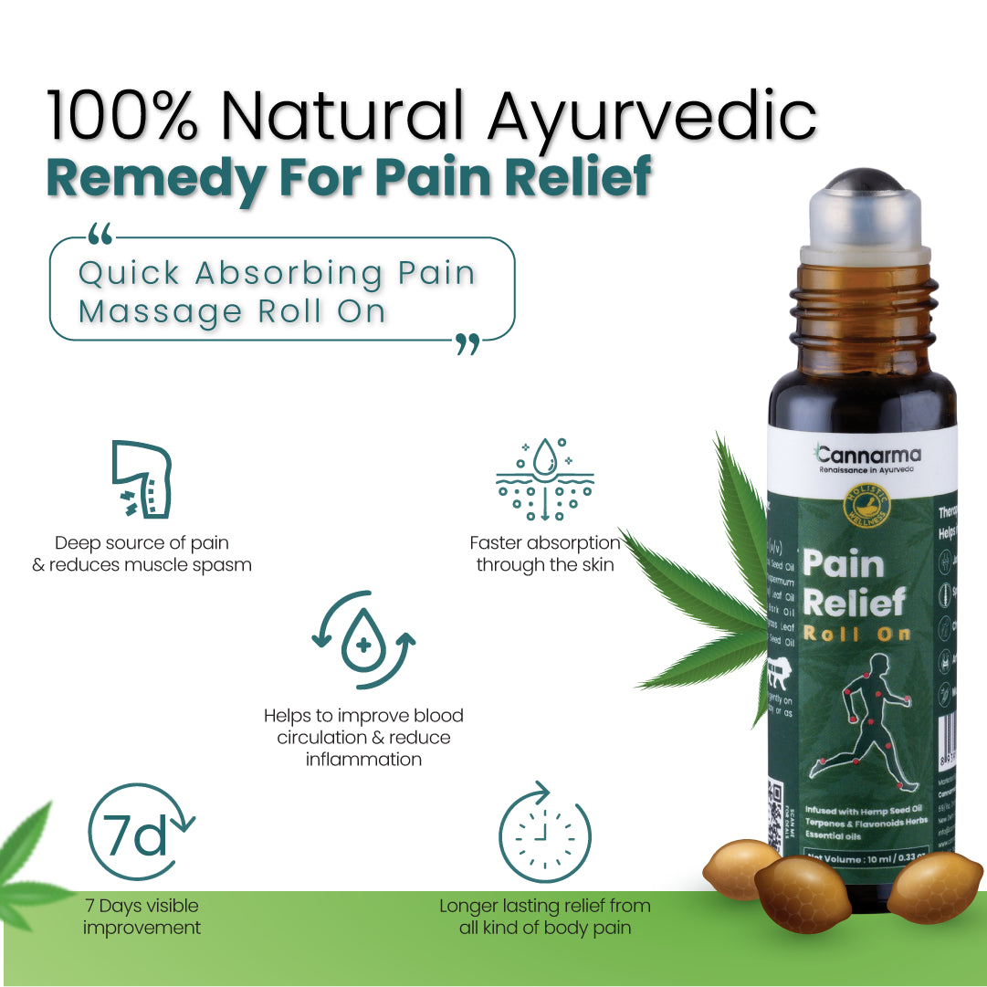 Cannarma 100% Natural Ayurvedic Pain Relief Roll On for quick absorption and muscle relief