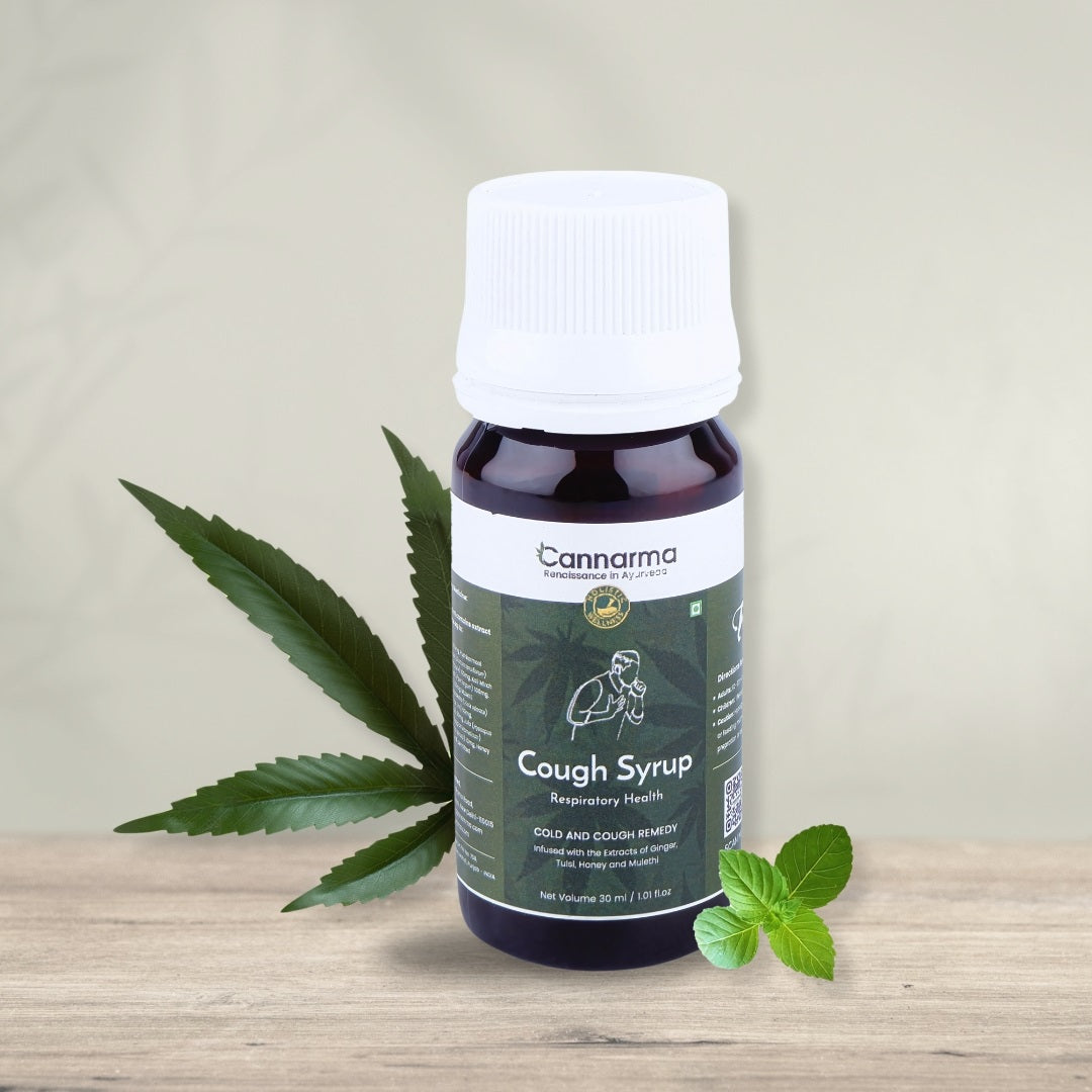 Cannarma Cough Syrup for respiratory health with natural ingredients in a 300ml bottle