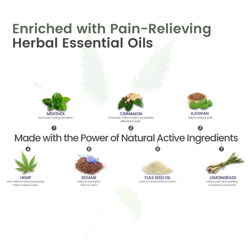 Cannarma Pain Oil infused with natural herbal essential oils for effective pain relief