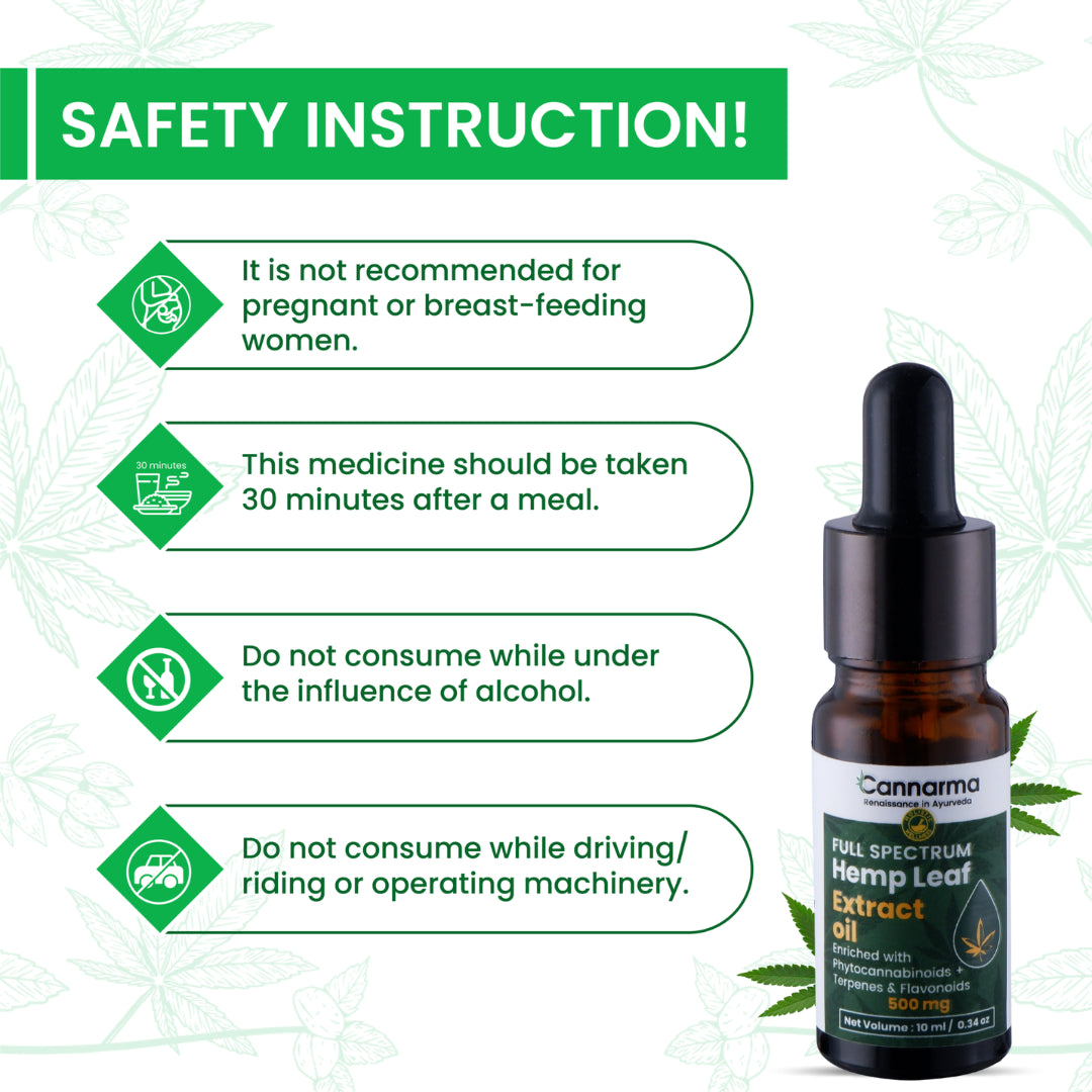 Cannarma Full Spectrum Hemp Extract Oil 500mg with Safety Instructions for Proper Usage