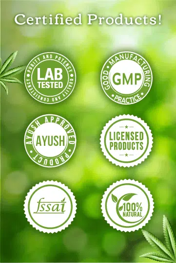 Cannarma certified nutritional products with lab tested and 100% natural seals for quality assurance