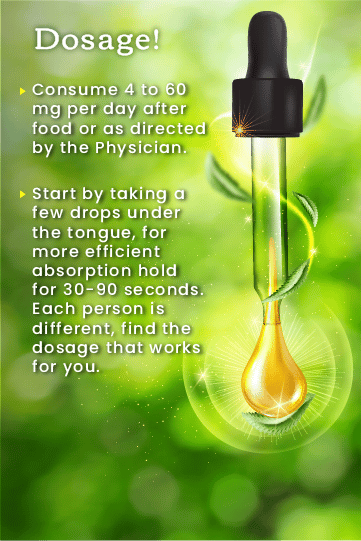 flyer showing dosage for hemp pain relief massage oil